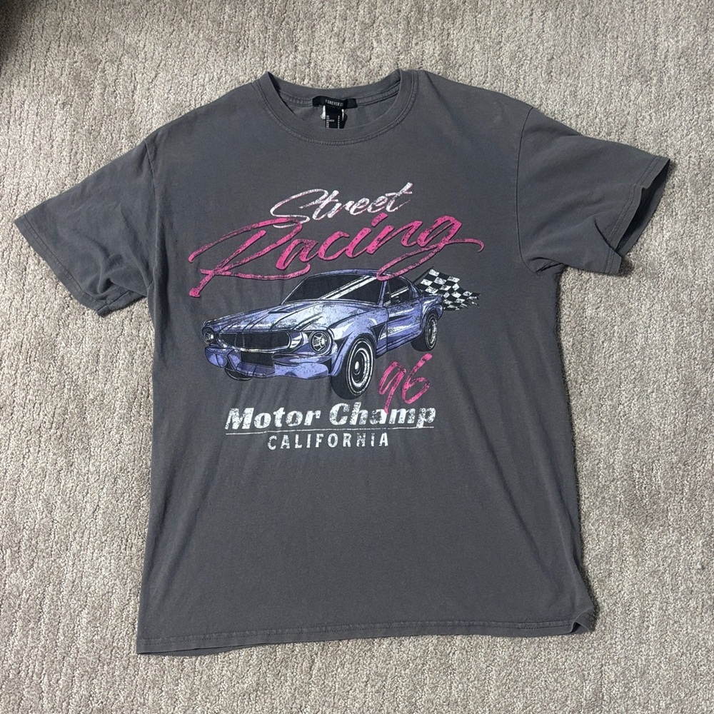 Forever 21 Street Racing Tee - Charcoal